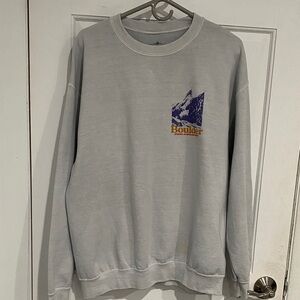 Men's Crewneck Sweater in Light Gray with Boulder Design